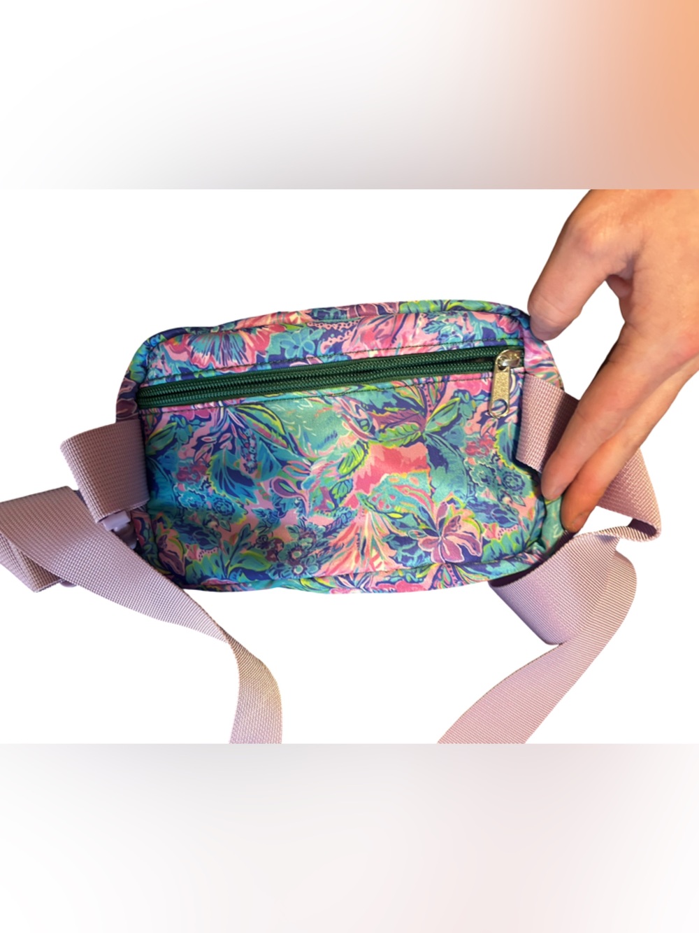 Floral Multi-Color Crossbody Belt Bag - Pink Strap - Picture 3 of 3